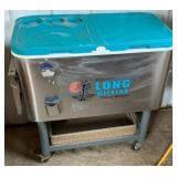 Rolling Metal Cooler with Bottle Opener