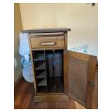 Oak Cabinet with Drawer and Vertical Storage