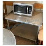 Stainless Steel Utility Table With Microwave