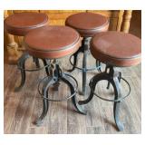 Four Heavy Iron Base Swivel Barstools