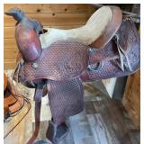 Hand-Tooled Leather Western 18 in Saddle