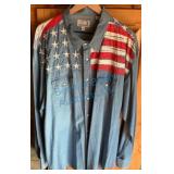 Men's 2XL Denim Flag Shirt by Panhandle Slim