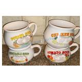 Set of Four Vintage-Inspired Soup Mugs
