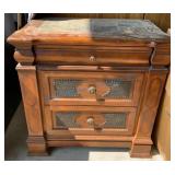 Nightstand With Stone and Leather Accents
