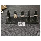 Lot of 5 Costume Jewlry Rings