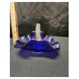 Vintage Murano Style Colbalt Blue Glass Basket