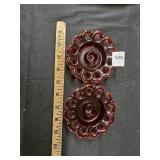 Vintage Ruby Red candle holders set of 2