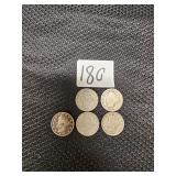 Lot of 5 Liberty Head V Nickles