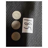 Lot of 3 Liberty Head V Nickles