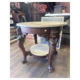 Ball and clawfoot marble top table