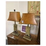 Pair of stone base lamps