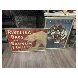 Pair framed circus posters