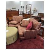 Pair of striped upholstered arm chairs