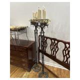 Pair of art deco metal floor torchiere lamps