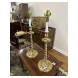 Pair of brass lamps