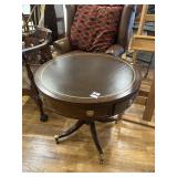 Round leather top table