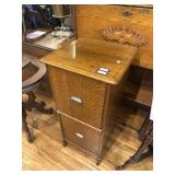 Two drawer Victrola oak cabinet