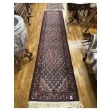 Navy, red and tan runner