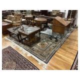 Blue, green and tan rug