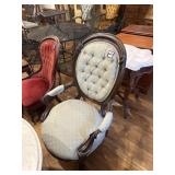 Blue upholstered armchair