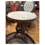 Oval white marble top table