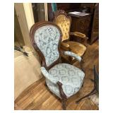 Blue upholstered armchair