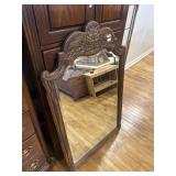 Carved oak wood mirror