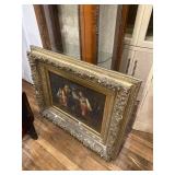 Oil on canvas of dog scene