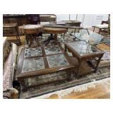 Pair of glass top tables