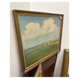 Signed coast scene oil on canvas