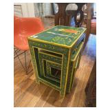 Set of three hand-painted nesting tables