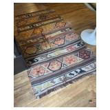 Orange, brown and yellow rug