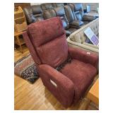 Burgundy upholstered lift rocking chair