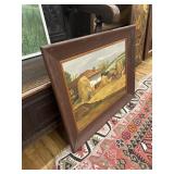 Orahovats 1960 ranch scene oil on board