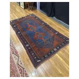 Blue, red and white Rug