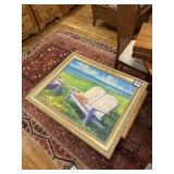 Signed Elizabeth Bygler beach scene oil on canvas