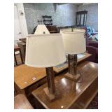 Pair of wooden lamps