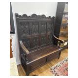 And carved wooden bench