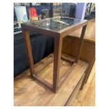 Small glass top wooden stand