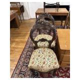 Pair of carved wood upholstered chairs