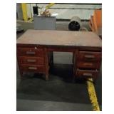 Vintage Wooden Desk - Solid Wood, Multi-Drawer...