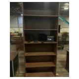 Tall 5-Shelf Laminate Bookcase in Dark Wood Finish