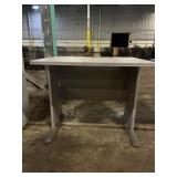 Simple Gray Office Desk with Sturdy T-Leg Base