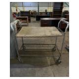 Two-Tier Wire Utility Cart with Rolling Casters