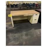 Office Desk with Two-Drawer Pedestal Light Wood...