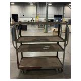 Industrial Three-Tier Steel Rolling Utility Cart