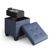 Storage Ottoman Cube with Small Bin, 15-in...