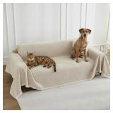 LUNETIO Couch Cover Blanket - Thick Chenille...