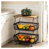 FurniEdge 3-Tier Rolling Kitchen Storage Cart...