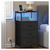 SONGMICS Nightstand with Charging Station, 3...